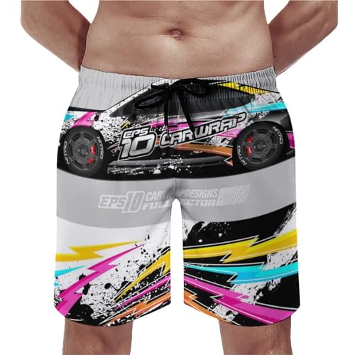Short de bain homme avec poches cordon UMENG voiture de course S