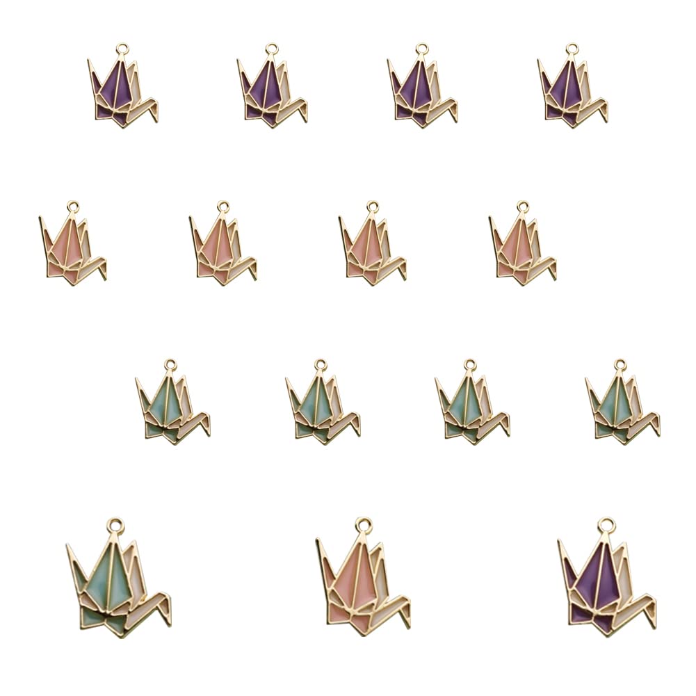 Thousand Paper Cranes Charms Pendants for Necklace Bracelet Earring Keychain Decorations DIY Handmade Making Jewelry Accessories 15 pieces