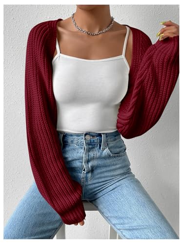 Image of Verdusa Women's Y2k Cropped Cardigan Sweaters Lightweight Knit Open Front Bolero Shrugs Spring Fall Outfits