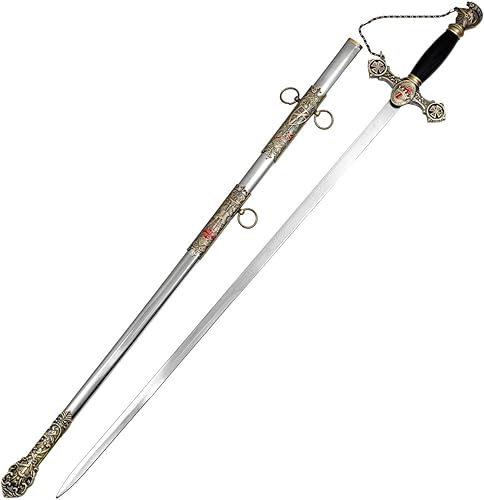 Miniatura 1 de Réplica de espada ceremonial de caballeros templarios masónicos con vaina adornada para exhibición, coleccionistas y ceremoniales de 35 pulgadas en