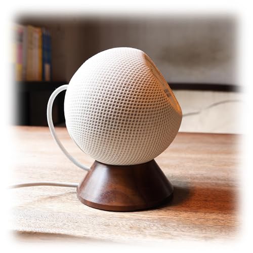 H Huaberich Black Walnut Stand for Apple HomePod Mini,Built-in Cable Management,Desktop Holder Mount...