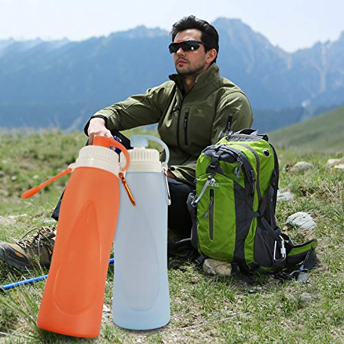 KKmoon Garrafa de água dobrável de 500mL Garrafa de água dobrável de silicone Garrafa leve à prova d