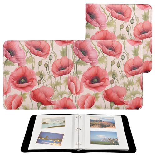 Álbum de Fotos Autoadhesivo de Scrapbook DIY con Flores Rojas en Acuarela, Encuadernación de Anillos, 40 Páginas, 8x10 para Memorias miniatura 2