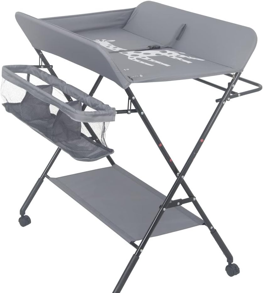 NA Baby Changing Table,foldable, portable,With wheels, height can be adjusted in three steps,Waterproof Diaper Changing Table Pad Topper,health and safety