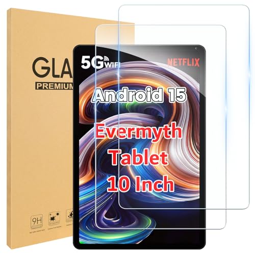 Samlior 2Pack Screen Protector for Evermyth Tablet 10 Inch KB1001/KB1004/KB1001L/KB1004L 9H Hardness Tempered Glass Scratch-Resistant HD Screen Protector Compatible with Evermyth Tablet 10 Inch