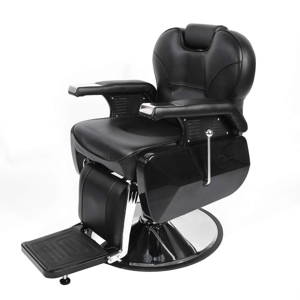 Poltrona da Parrucchiere Reclinabile Idraulica a 360° per Salone Professionale, 96 x 94 x 84 cm, Nero