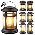 NFEVER Solar Lanterns Outdoor Waterproof: 6 Pack Hanging Solar Lights for Outside Patio Porch Garden Tabletop Decor - Bright LED Warm White Solar Powered Lighting - Unique Gardening Gifts for Mom