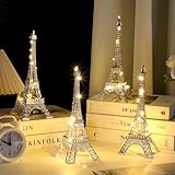 Therwen 4 Pcs Eiffel Tower Statue Decor Metal Paris France Eiffel Tower Model Figurine Paris Craft Art Statue Model Desk Room Decoration Gift for Party Table(10 Inch,Silver)