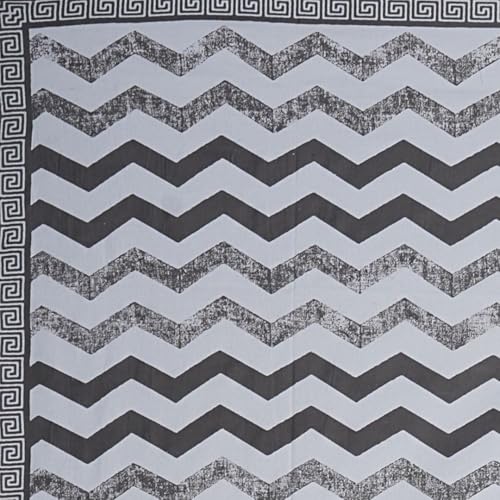 Image of Living Roots Ethnic Jaipur Block Print Double Cotton Bedsheet & 2 Pillow Covers, for Mattress Upto 6 inches Thick, No Colour Bleeding, Grey Colour, King Size 90 * 108 inches, 120TC (609-B)