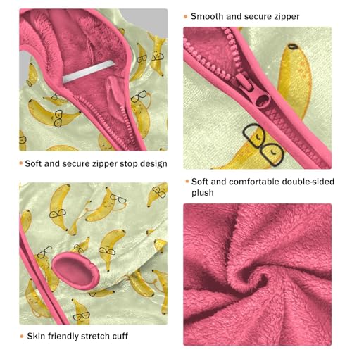 Funny Banana Toddler Fleece Jacket Baby Girls Hooded Zipper Long Sleeve Thick Warm Outerwear 3-10 Years3