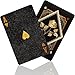 トランプ 54枚 黒金 プラスチック製 マジックトランプ ゴールドホイル PVC防水 耐磨耗 ゲームボードゲーム パーティー 収納ケース付き