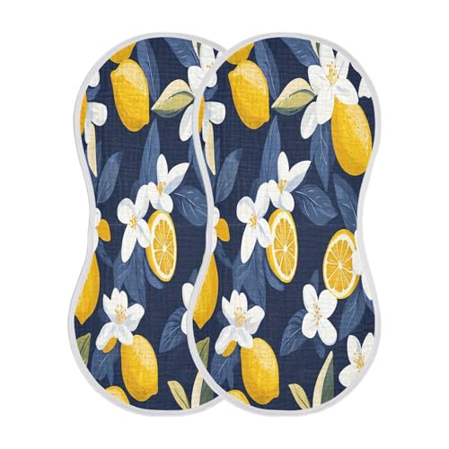 Cartoon Lemon Burp Cloths Cotton Baby Washcloths,Large 22x11in Burping Cloth Absorbent and Soft for Newborn Baby Boys and Girls,2 Pack2