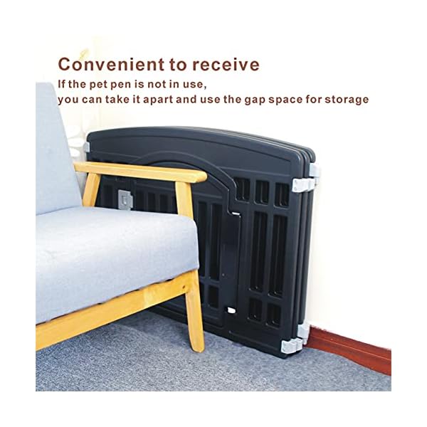 Pet-Playpen-Foldable-Gate-for-Dogs-Heavy-Plastic-Puppy-Exercise-Pen-with-Door-Portable-Indoor-Outdoor-Small-Pets-Fence-Puppies-Folding-Cage-6-Panels-Medium-Animals-House-Supplies Heavy Plastic Puppy Exercise Pen with Door