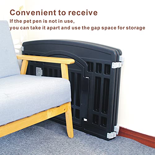 Pet Playpen with Mesh Fabric Top Cover Foldable Gate for Dogs Heavy Plastic Puppy Exercise Pen Small Pets Fence Puppies Folding Cage 4 Panels for Puppies and Small Dogs House Black 335×335 Inches  Cucciolini Doodles Pet playpen with mesh fabric top cover foldable gate for dogs heavy plastic puppy exercise pen small pets fence puppies folding cage 4 panels for puppies and small dogs house black 33 5×33 5 inches   cucciolini doodles