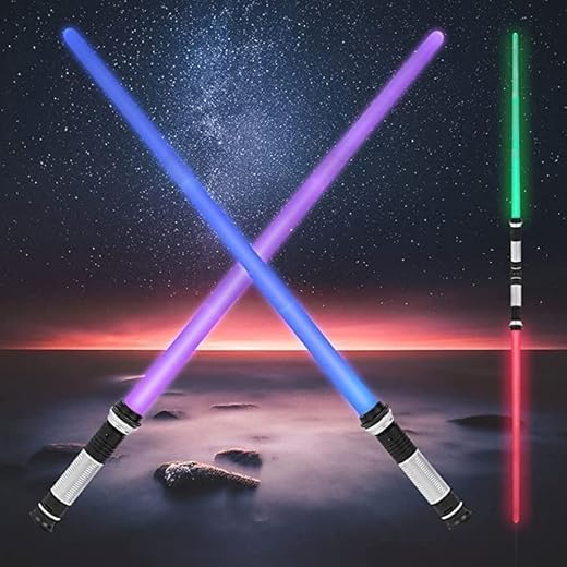 NANDAN Star Wars Lightsaber, 2 stycken leksak ljussabel vikbart svärd dubbelsidig svärd multicolor med ljudeffekter leksak ljussabel för pojkar flickor barn
