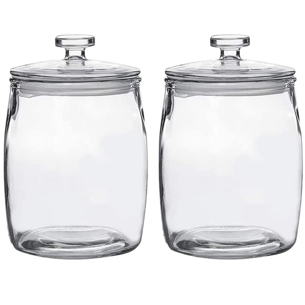 1/2 Gallon Glass Jars with Lid, Wide Mouth Cookie Jars Set of 2, Apothecary Jars for Candy, Glass Canisters for Kitchen Storage and Laundry Organization