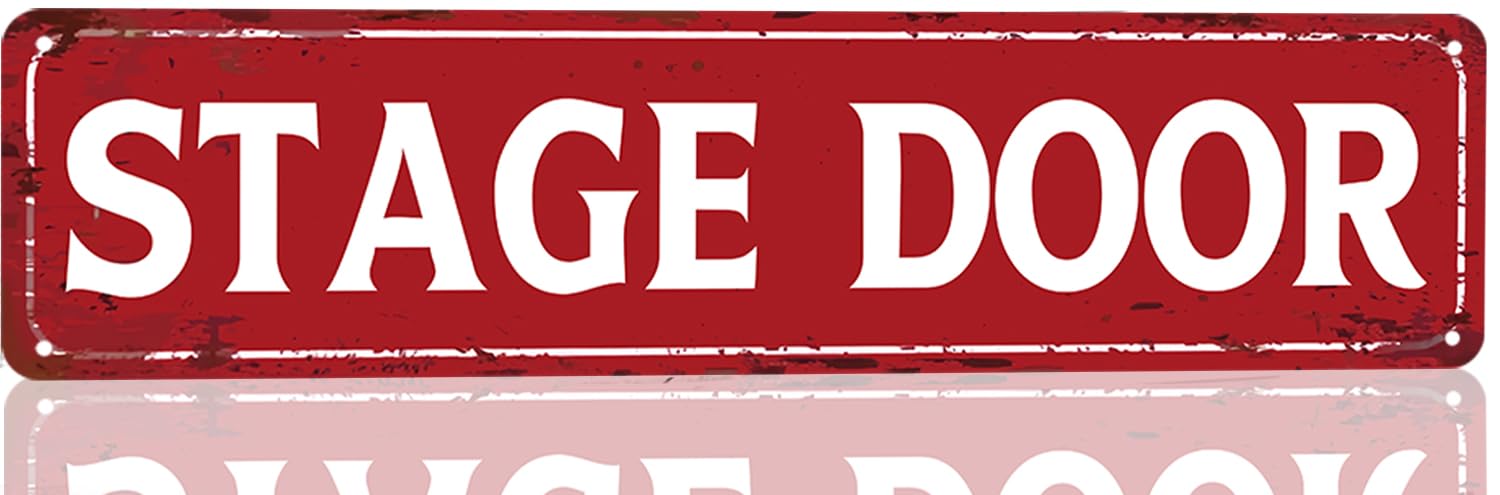 Home Theater Decor Stage Door Sign Vintage Metal Tin Signs Theatre Posters For Movie And Musical Concert Entry Wall Art 16x4 Inches