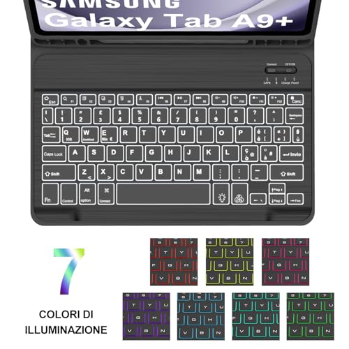 Funda con teclado bluetooth desmontable para tablet Samsung Galaxy Tab A9 Plus de 11 pulgadas 5