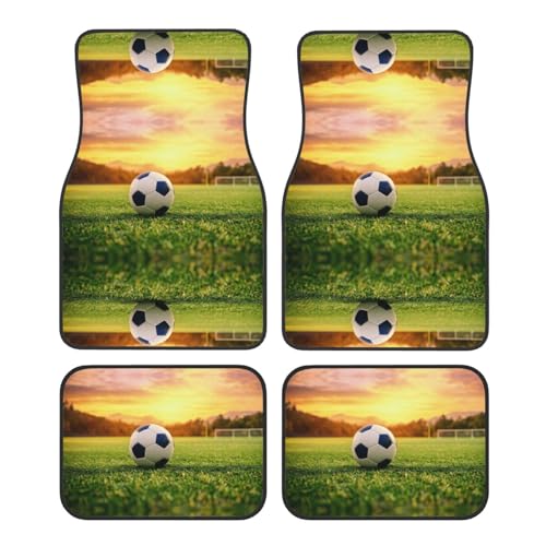 Tapis de voiture motif football : ensemble complet de 4 pièces universel pour SUV et berline