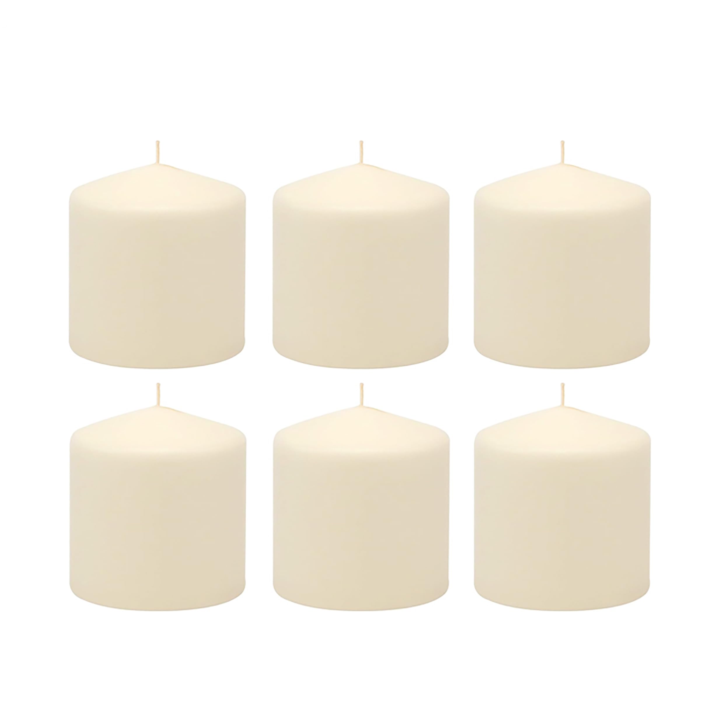 Stonebriar 6 Pack Tall 3 x 3 Inch 18 Hour Long Burning Unscented Ivory Wax Pillar Candles