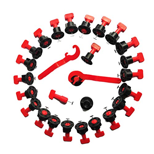 Kit de sistema de nivelador de azulejos en forma de T, nivelador de azulejos reutilizable de 100 piezas, clip localizador de suelo de azulejos con 2 llaves para herramientas de construcción de paredes