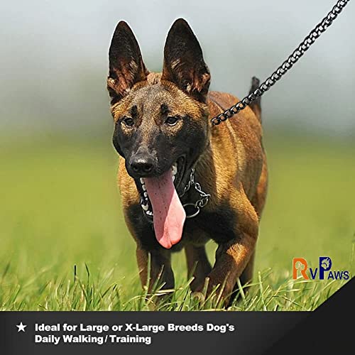 Image of RvPaws Diamond Cut Heavy Duty Dog Leash Metal Dog Leash Dog Chain with Padded Handle, Durable Leash Grinder Chain Heavy Hook Handle Leash Chain (Red)