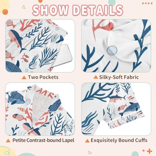 senya Fish Coral A Satin Summer Pajama Sets Silk Short Sleeve Button Down Sleepwear3