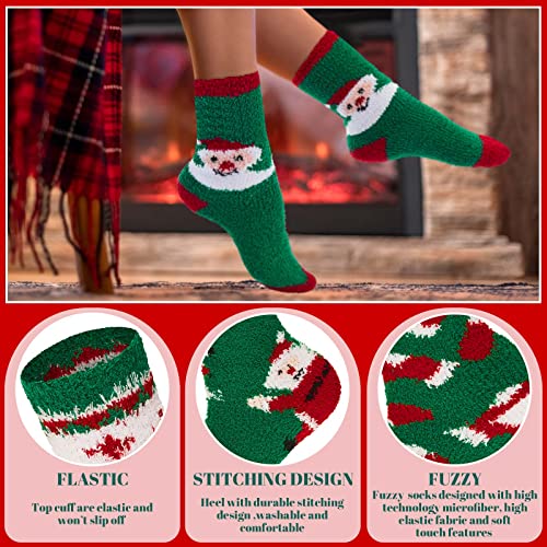 Image of Hercicy Bulk Christmas Fuzzy Socks for Women Men, Fluffy Winter Warm Crew Socks
