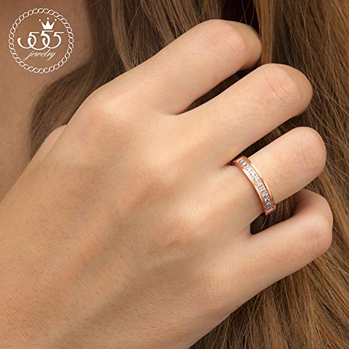 555Jewelry Womens Stainless Steel Classic CZ Wedding Engagement Band Rings2