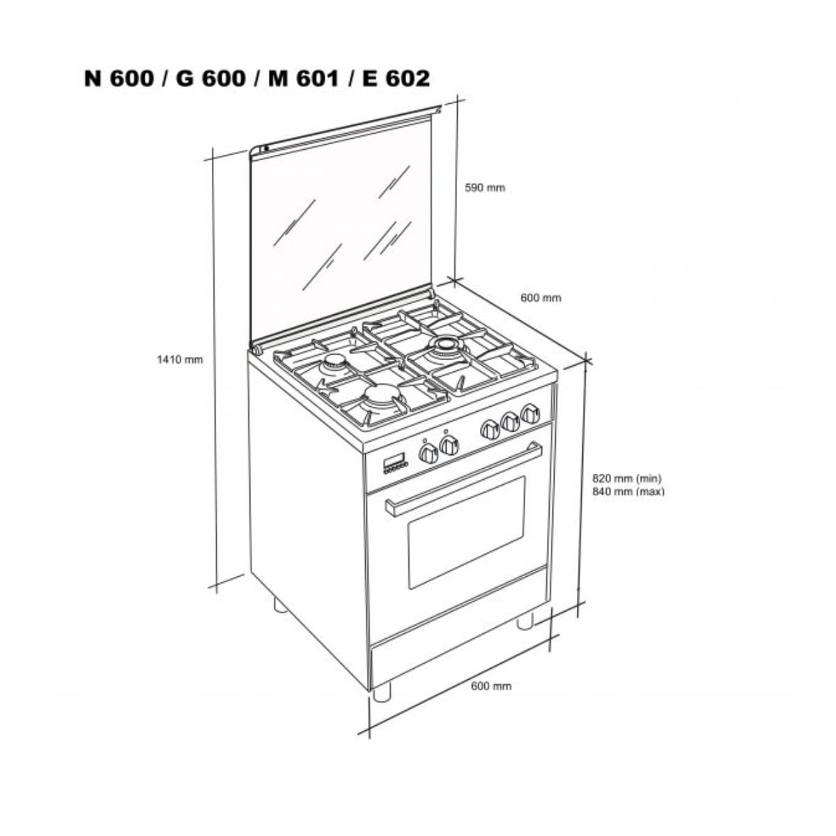 Hornillo de gas Meireles E-602-X 55L 4 fuegos gris