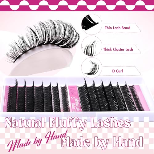 FADLASH 60D+80D 0.07mm D Curl 12-18mm Wispy Reusable Soft Fluffy Cluster Lashes DIY Eyelash Extensions, 60+80D, 60+80P1218-07D - Image 3