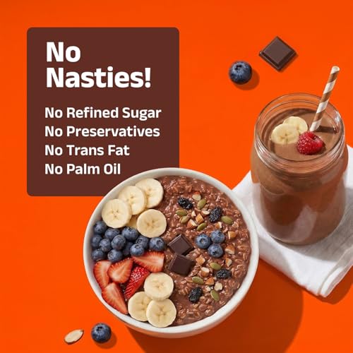 Image of PINTOLA 26g High Protein Oats 1kg, Dark Chocolate, No Refined Sugar, with Almonds, Raisins, Pumpkin & Chia Seeds, 9.6g Fibre, Rolled Oats for Weight Loss, Breakfast Cereals | Gluten Free