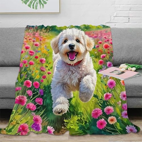 Couverture de lit chien mignon imprimée 3D en microfibre douillette pour canapé 127x152 cm - 2
