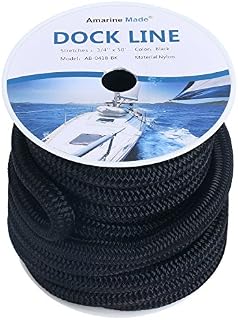 Amarine Made 3/4 Inch 50 FT Double Braid Nylon Dockline Dock Line Mooring