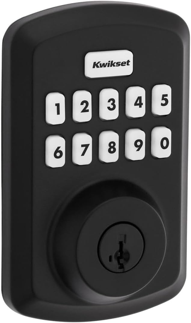 Kwikset 9250TRS-514S Transitional Powerbolt 2 Electronic SmartCode Deadbolt SmartKey with RCAL Latch and RCS Strike Matte Black Finish