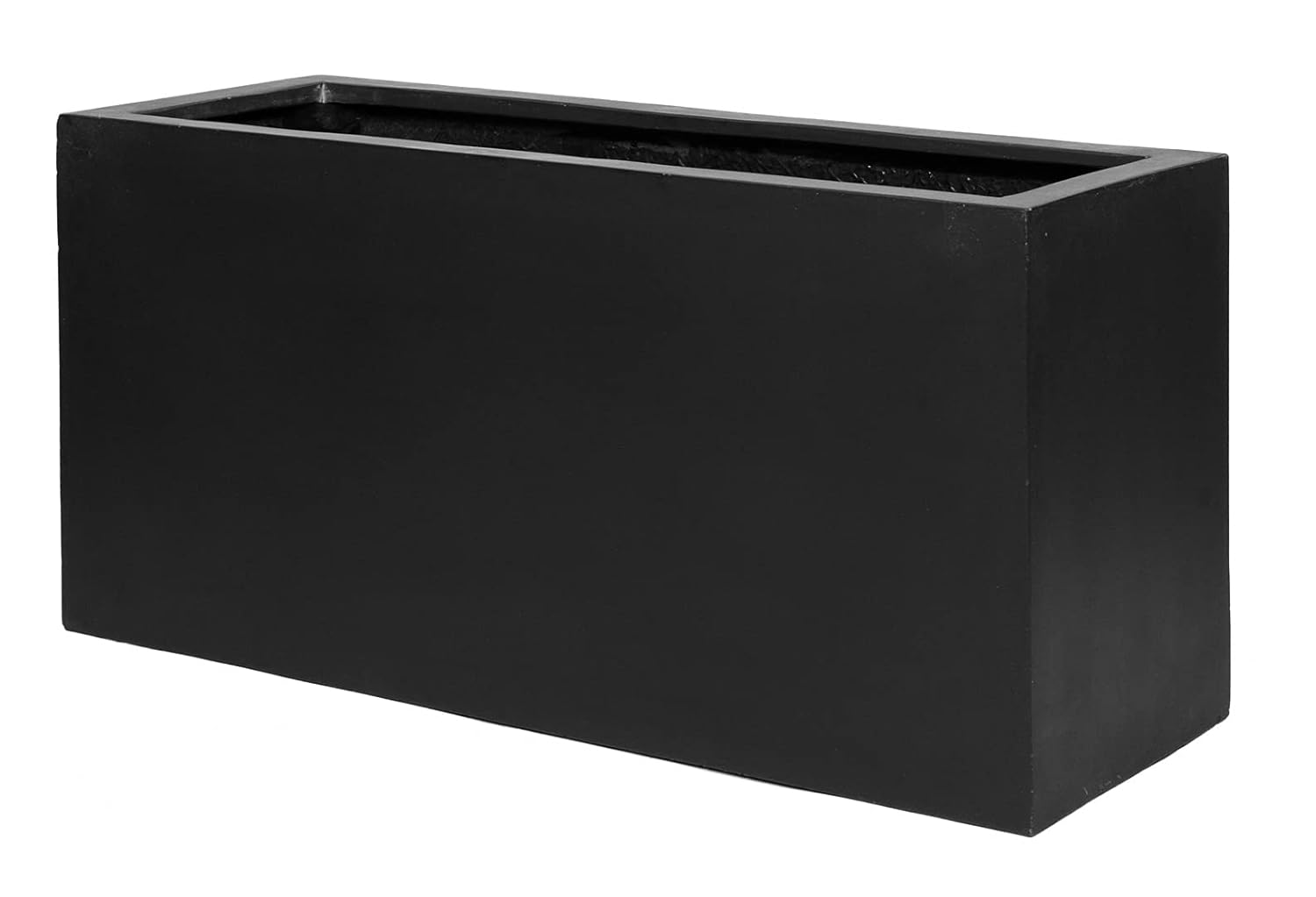 Basic Fiberstone Modern Rectangular Planter Box Black Flower Pot