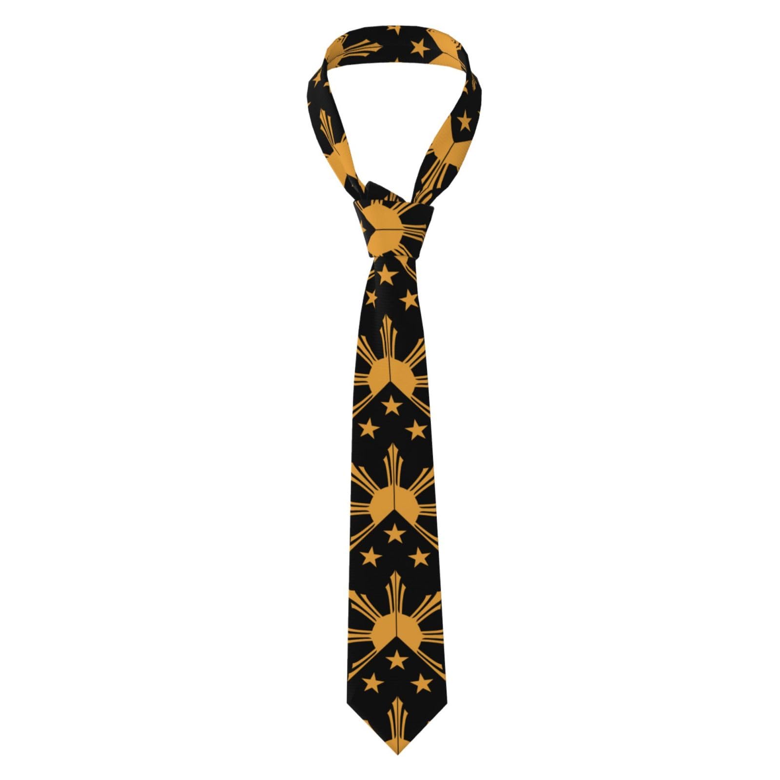 Peiyeety Unisex As Pic Tribal Philippines Filipino Sun And Stars Flag Men's Luxury Tie For Weddings & Business - Silk-Like Texture, Formal Necktie Gift For Groomsmen & Professionals