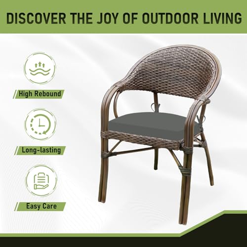 Image of Basic Beyond Outdoor Chair Cushions Set of 4, Outdoor Cushions for Patio Furniture, Water Resistant Patio Chair Cushions with 2 Ties, 17x16x2, Charcoal Grey