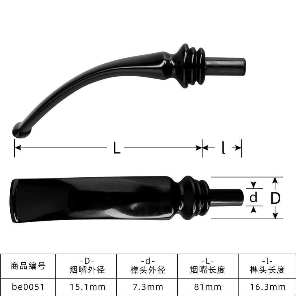 Bocchino Conico Piegato di Ricambio per Pipa da Tabacco Fai-da-Te, Adatto a filtri da 3 mm, Stelo in Acrilico Nero, Design a Sella Rotonda,7pcs