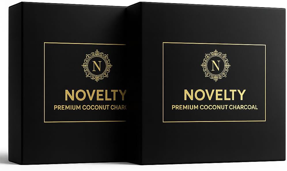 Novelty Coconut Charcoal Cubes with Aluminum Foil – Premium 25mm Natural Coals, 72 Pieces per Box (2-Pack, 144 Total) – Lightweight, Long-Lasting & Clean Burn