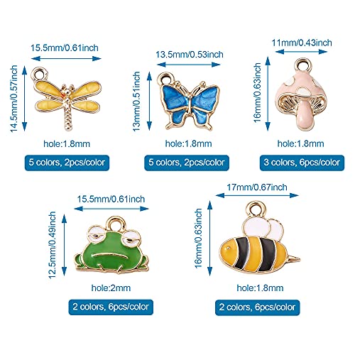 62pcs-Colorful-Enamel-Pendant-Charms-Alloy-Frog-Mushroom-HoneyBee-Dragonfly-Butterfly-Dangle-Charm-Loose-Spacer-Beads-for-DIY-Bracelet-Necklace-Jewelry-Crafts-Making-Hole-18-2mm
