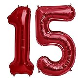 Tellpet Red Number 15 Balloon, 40 Inch