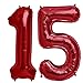 Tellpet Red Number 15 Balloon, 40 Inch