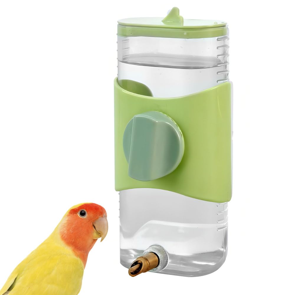Dispensador de agua para loros, alimentador automático de agua para pájaros de 9.5 onzas con cubierta superior para cacatúas, tortolitos, periquitos
