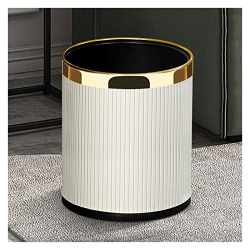 Cubo de basura de metal de doble capa azul y blanco para dormitorio