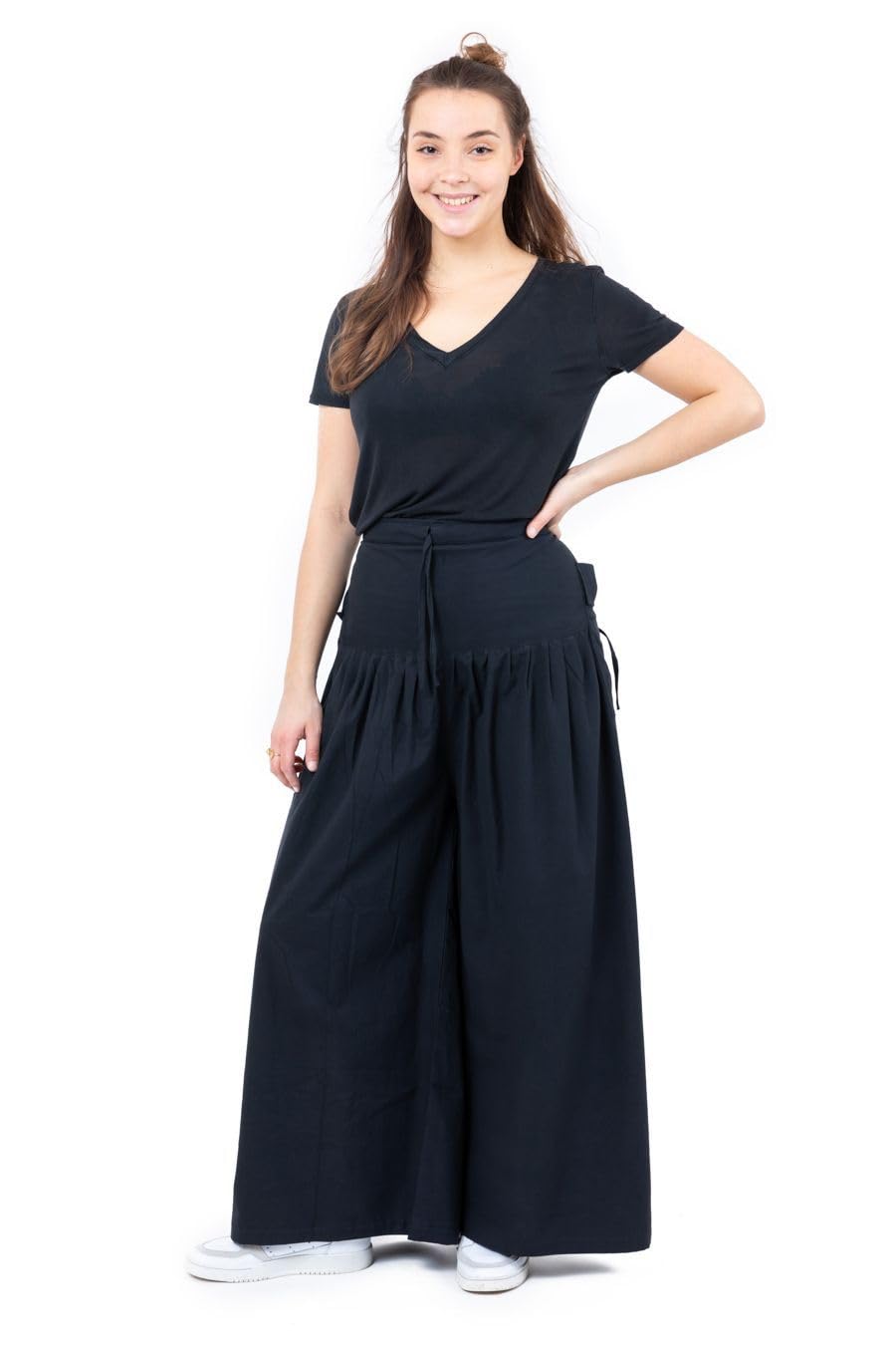 Pantalon Boubou Coton Epais Noir Ample Sarouel Large Taille Unique