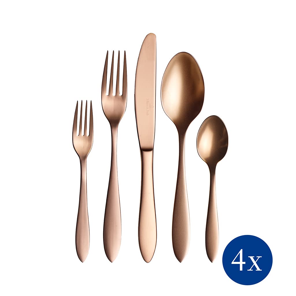 Villeroy & Boch - Manufacture Besteckset 20tlg. Gold, Besteck, Tafelbesteck, Besteck Set 6 Personen, Edelstahl