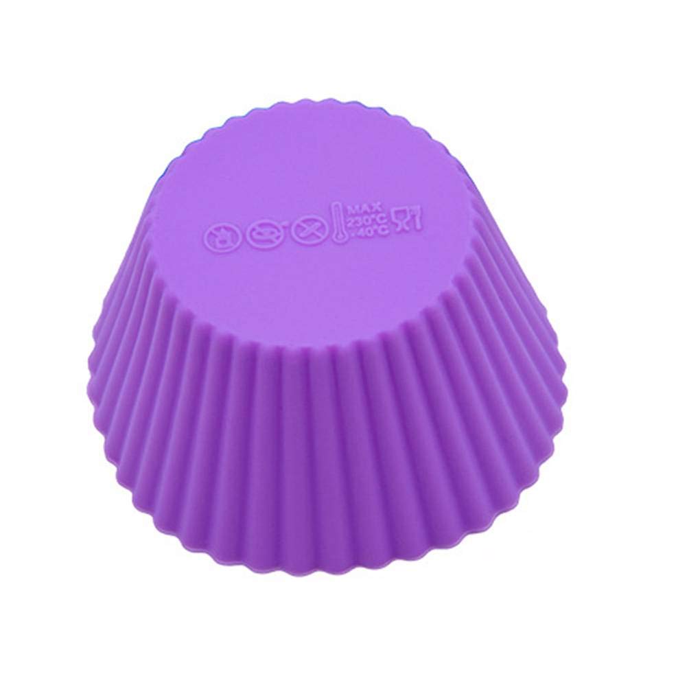 Juego de 10 moldes redondos de silicona para magdalenas, 12 unidades, pequeños, multicolor, para hornear, vibrantes moldes para magdalenas, color al azar