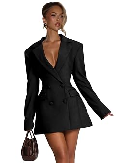 Blazer Dress for Women Sexy Elegant Notch Lapel Short Bridesmaid Dresses for Wedding Double Breasted Jacket Dress