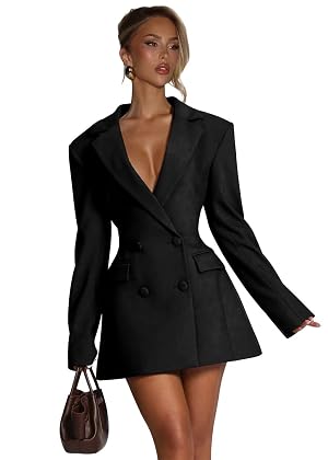 Blazer Dress for Women Sexy Elegant Notch Lapel Short Bridesmaid Dresses for Wedding Double Breasted Jacket Dress